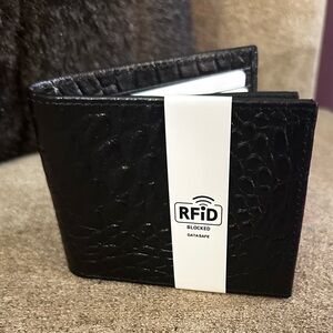Newage Black Croc-Embossed Leather RFID Wallet – Brand New